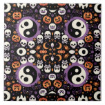 Spirit och skuggor kakelplatta<br><div class="desc">Balansera pärlen och förtjusningen med de här AI-designade Halloween Yin-Yang-plattorna. Den ena sidan har mycket dyra kvistar och halvljus måne (Yin),  medan den andra ger jack-o'-lyktor och stjärnor (Yang). Perfekt för mystiska kök,  altarer eller gotiska entryways.</div>