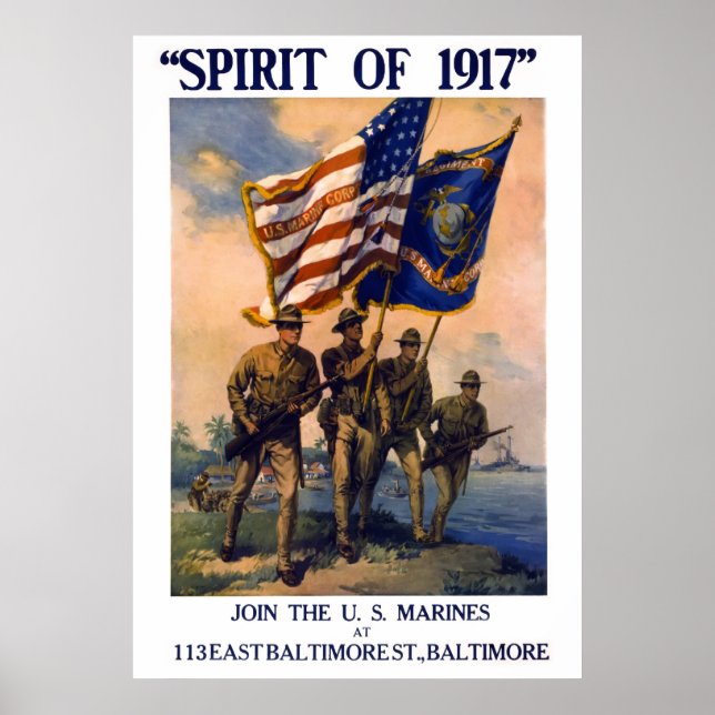 SPIRIT of 1917 U. S. MARINES Poster (Framsidan)