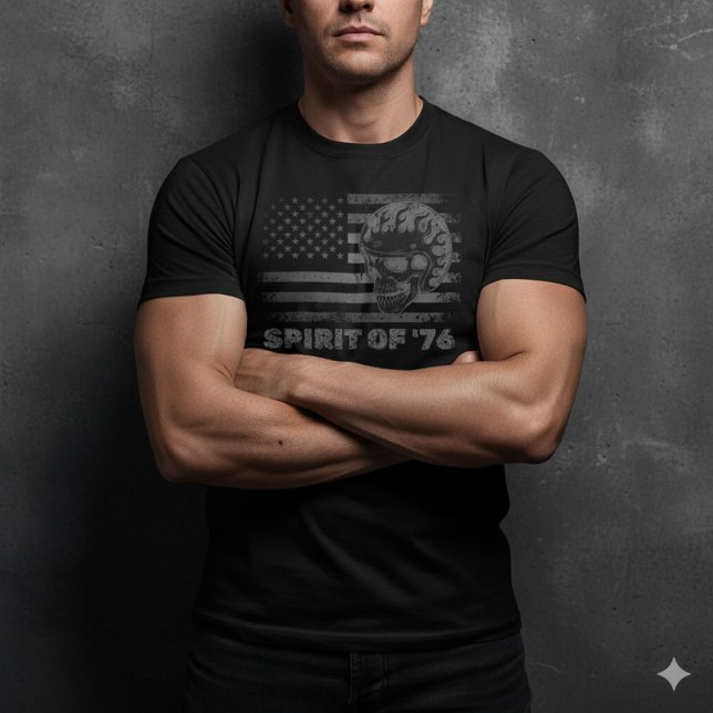 Spirit of 76 American Flag Biker Skull T-Shirt (Skapare uppladdad)