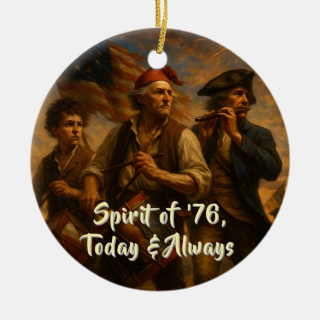 Spirit of ’76 Keepsake • 1776–2026 Personalizable! Julgransprydnad Keramik (Framsidan)