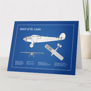 Spirit of St Louis - Flygplan Blueprint Plans ABD Tack Kort