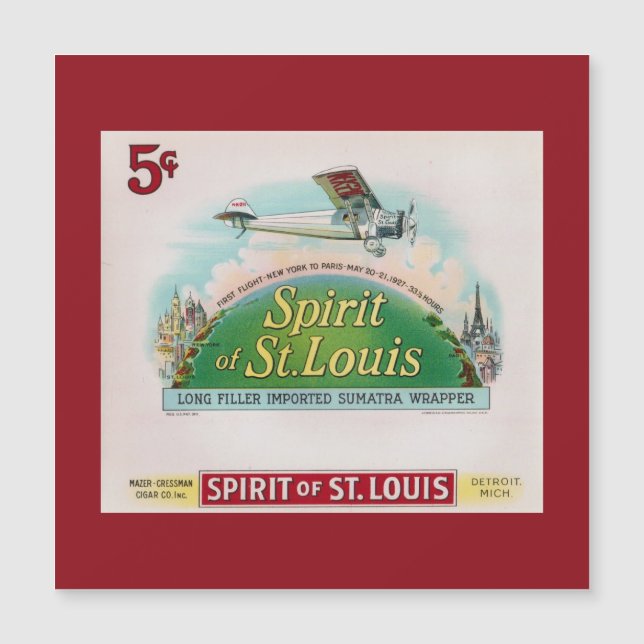Spirit of St. Louis Vintage Cigarretiket Retro (Framsida)