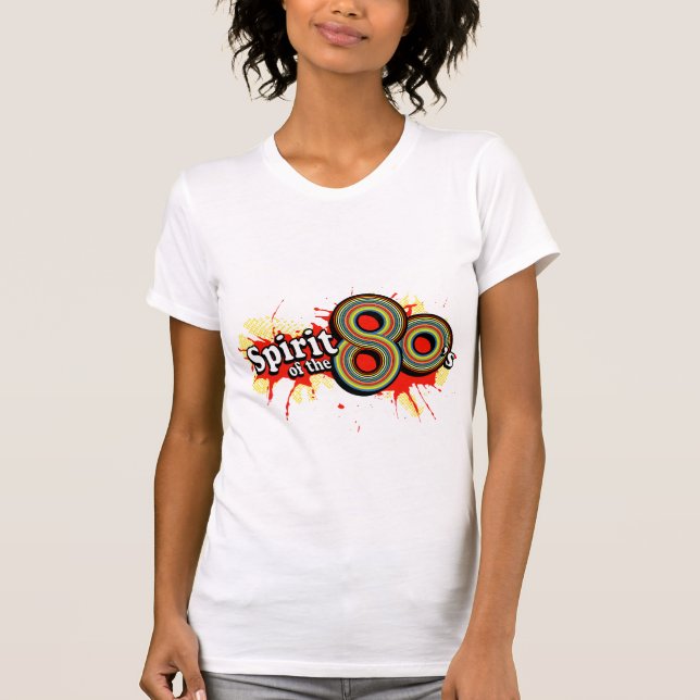 "Spirit of the 80's" dam multi-färg logotyp T Tee (Framsida)