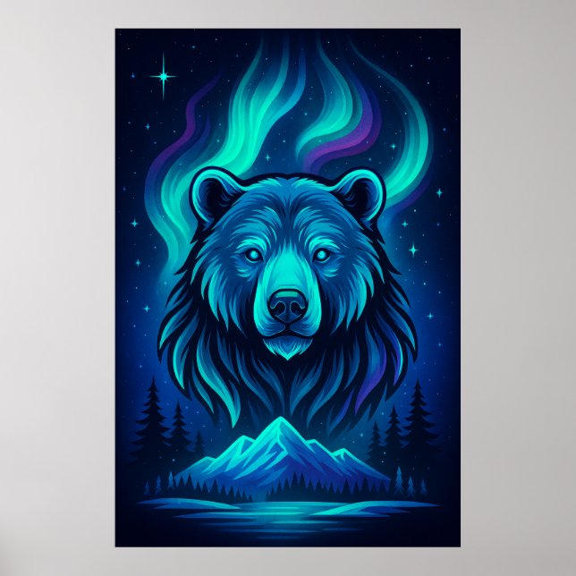 Spirit of the Northern Bear | Aurora Wildlife Art Poster (Framsidan)