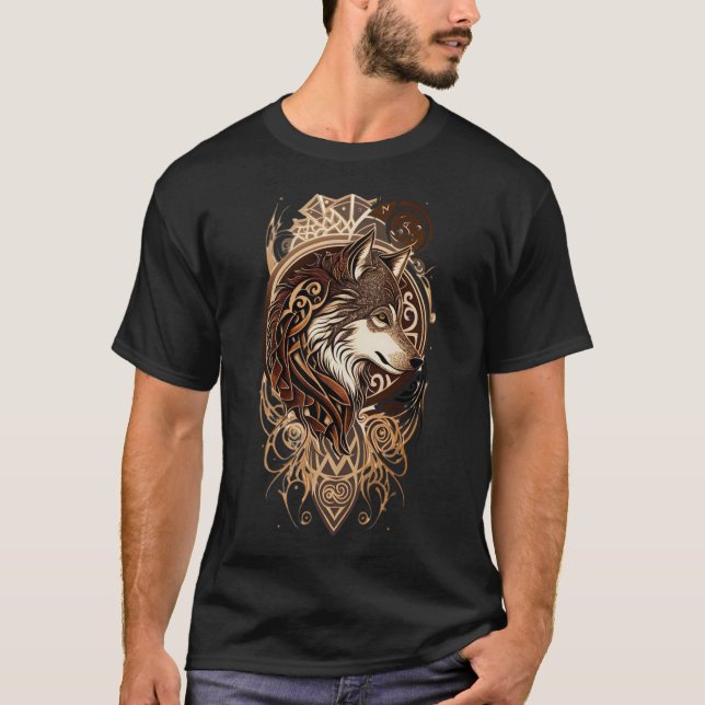 Spirit of the Wolf The Watcher Alpha Soul Wolf of  T Shirt (Framsida)