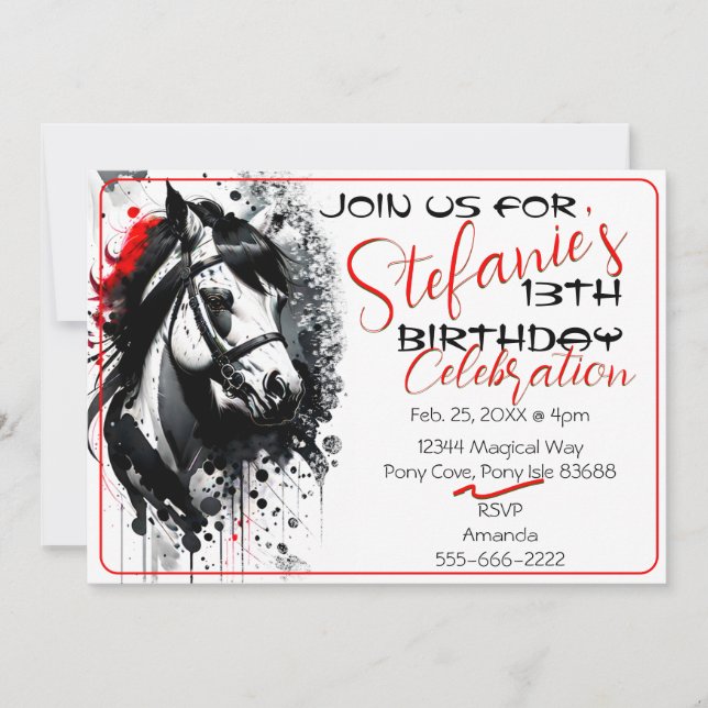 Spirit Pony 36 Birthday-inbjudan Inbjudningar (Framsida)