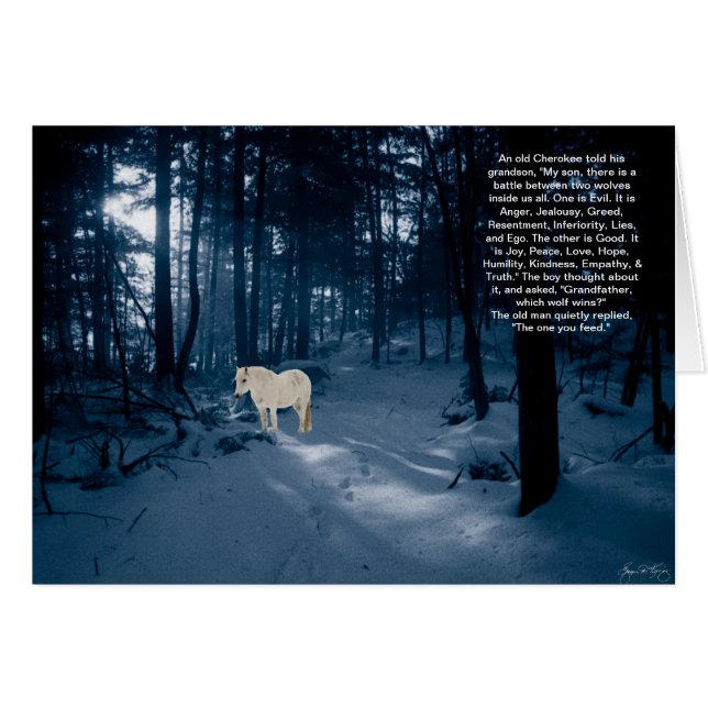 Spirit Pony i Blue Wood Hälsningskort (Framsidan Horizontal)