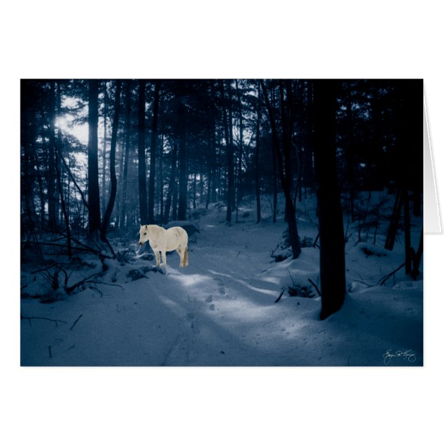 Spirit Pony i Blue Wood Hälsningskort (Framsidan Horizontal)