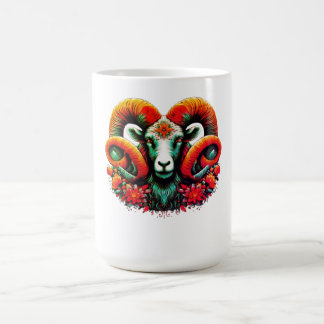 Spirit Ram - Blommigt Horns & Earth Wisdom Kaffemugg