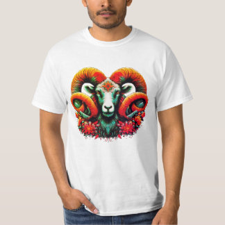 Spirit Ram - Blommigt Horns & Earth Wisdom T Shirt