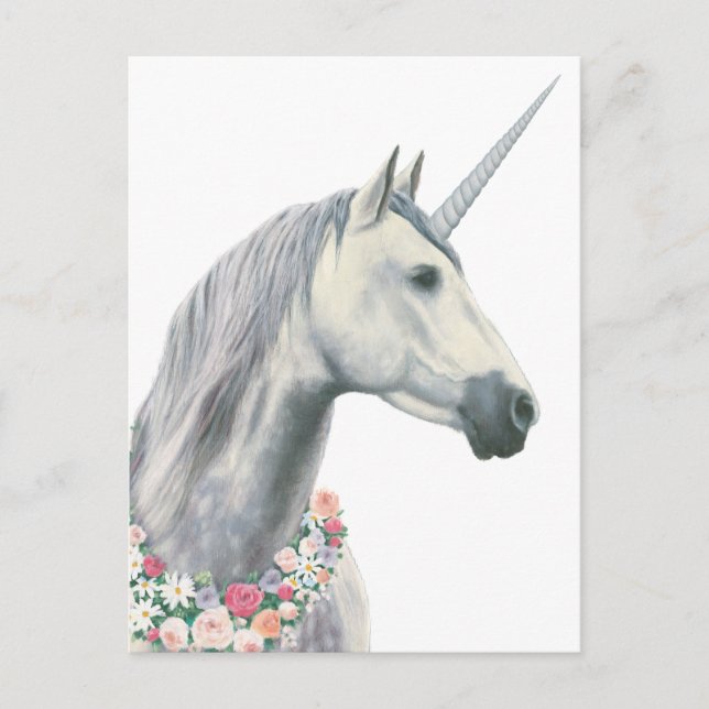 Spirit Unicorn med blommor runt Nacke Vykort (Framsida)