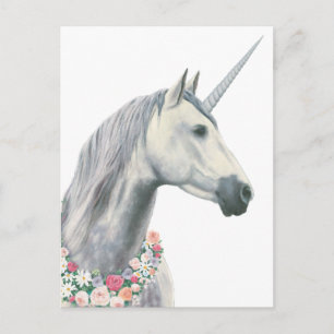 Spirit Unicorn med blommor runt Nacke Vykort