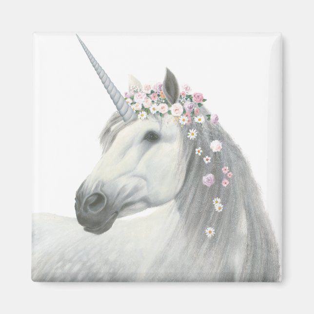 Spirit Unicorn med Flowers i Mane Magnet (Framsidan)