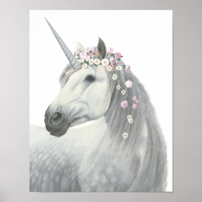 Spirit Unicorn med Flowers i Mane Poster (Framsidan)