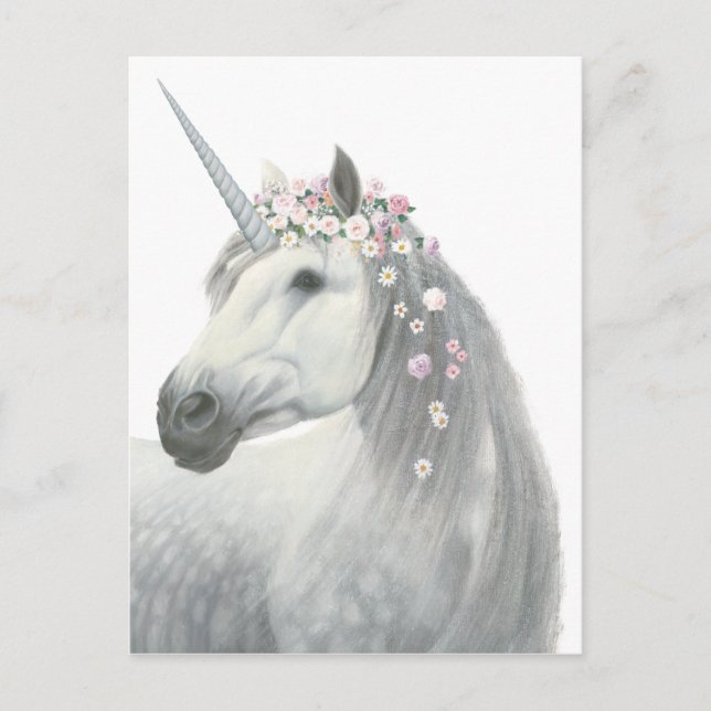 Spirit Unicorn med Flowers i Mane Vykort (Framsida)