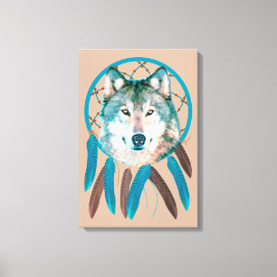 Spirit Varg Dream Catcher Anpassningsbarna Wrapped Canvastryck