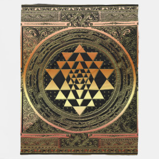 Spirital guld för svart för ullfiltSriYantra yoga Fleecefilt