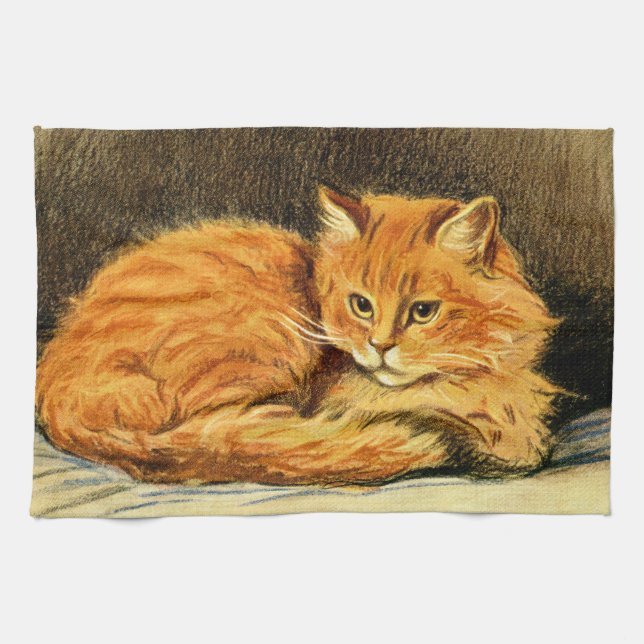 Spiriten den gulorange katten kökshandduk (Horisontell)