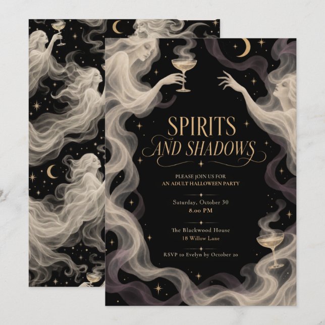 Spirits and Shadows Halloweenfest Inbjudningar (Fram/baksida)