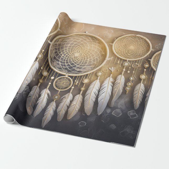 Spirits and Souls, Lacy Neutralt Dreamcatchers Presentpapper (Utrullad)