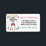 Spirits Bright Cocktail Ljus Adress Adressetikett<br><div class="desc">Returetiketter från temat "God Jul" i humor (eller rederietiketter) innehåller alkoholhaltiga drycker och "Skapar Sprit Bright"-bildtext som är framtagen med den vackra julsträngen ljus och färglösa konfetti. Anpassa med dina adress- och semesterhälsningar (visas med God jul och Gott nytt år). Originalteckningen KL Lagrar.</div>