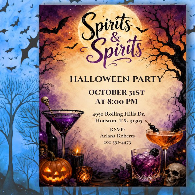 Spirits & Spirits Halloween Cocktailfest Inbjudningar (Skapare uppladdad)