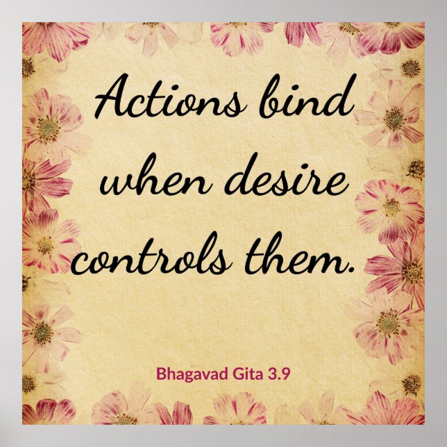 Spiritual Beige Pink Gita Desire Binds Actions Poster (Framsidan)