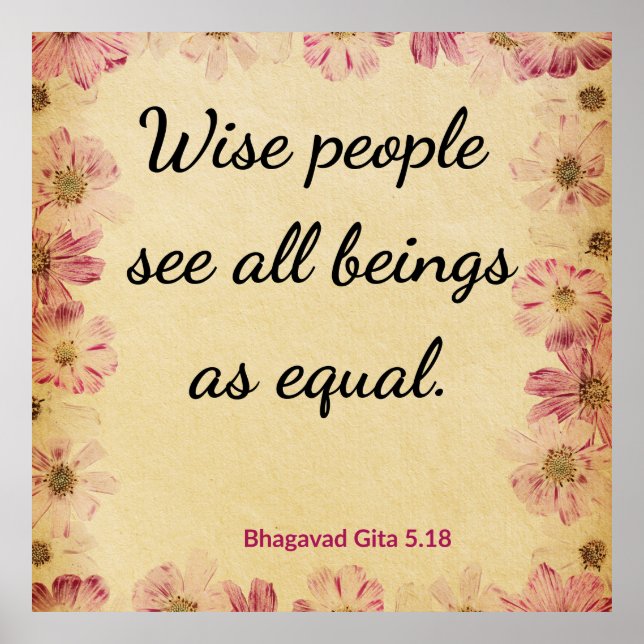 Spiritual Beige Pink Gita Wise Equality Floral Poster (Framsidan)