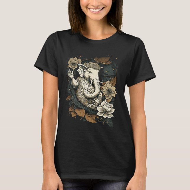 Spiritual Ganesha Ganesh Hindi indian god T Shirt (Framsida)