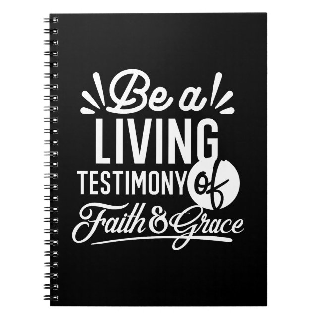 Spiritual Living Testimony Faith and Grace Quote Anteckningsbok (Framsidan)