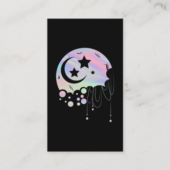 Spiritual Pastel Goth Kawaii Moon Visitkort (Framsida)