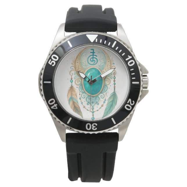 Spiritual Reiki Clock with Turquoise Gem & Sei He  Armbandsur (Framsida)