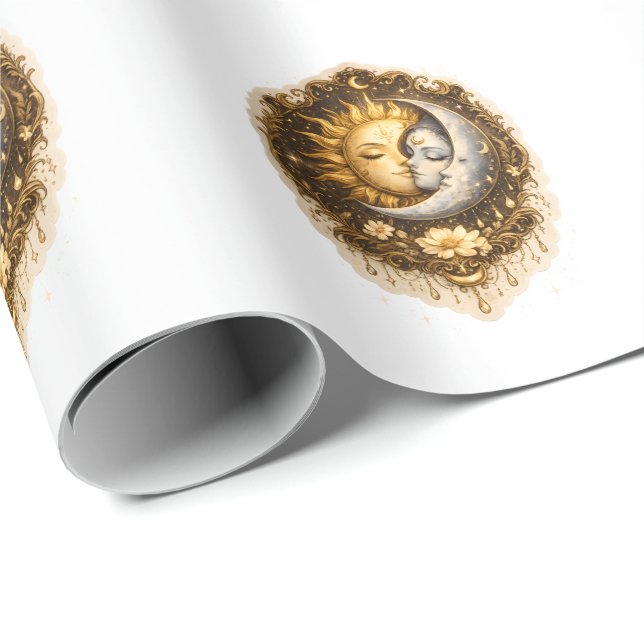 Spiritual Sun and Moon Celestial Sacred Light Presentpapper (Rullad Hörn)