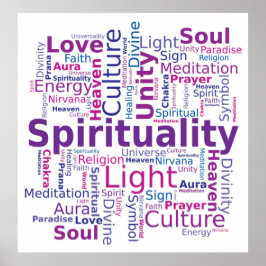 Spiritualitet Ord Cloud Rosa Lila Färg Poster