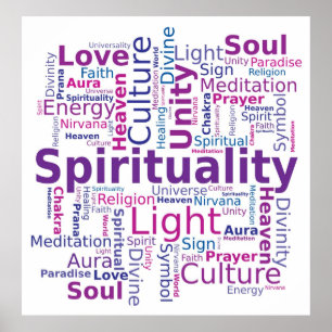 Spiritualitet Ord Cloud Rosa Lila Färg Poster