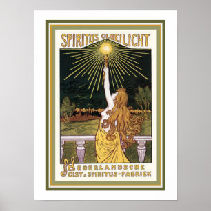 Spiritus Gloelicht Art nouveau Ad Poster 12 x 16