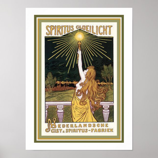 Spiritus Gloelicht Art nouveau Ad Poster 12 x 16 (Framsidan)