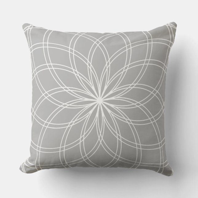 Spiro Mandala White Grått Kudde (Framsida)