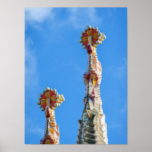 Spiror av La Sagrada Familia i Barcelona, Spanien Poster