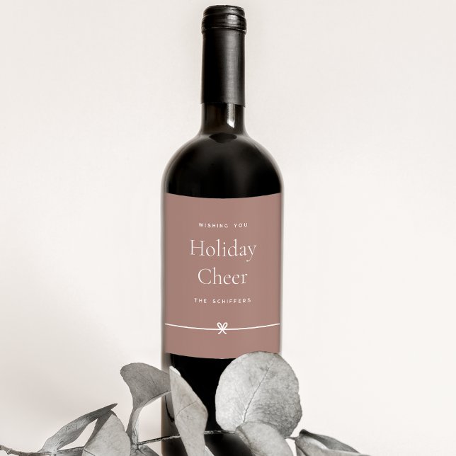 Spis | Modern Bow Simple Minimal Helgdag Cheer Vinflaska Etikett (Skapare uppladdad)