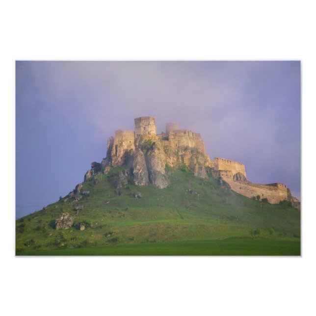 Spissky hrad i dimma, Slovakien Fototryck (Framsidan)