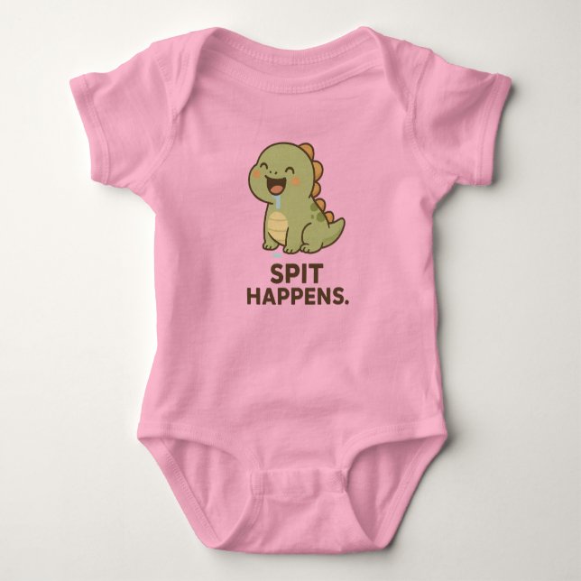 Spit Happens - Finny Baby Dinosaur Design T Shirt (Framsida)