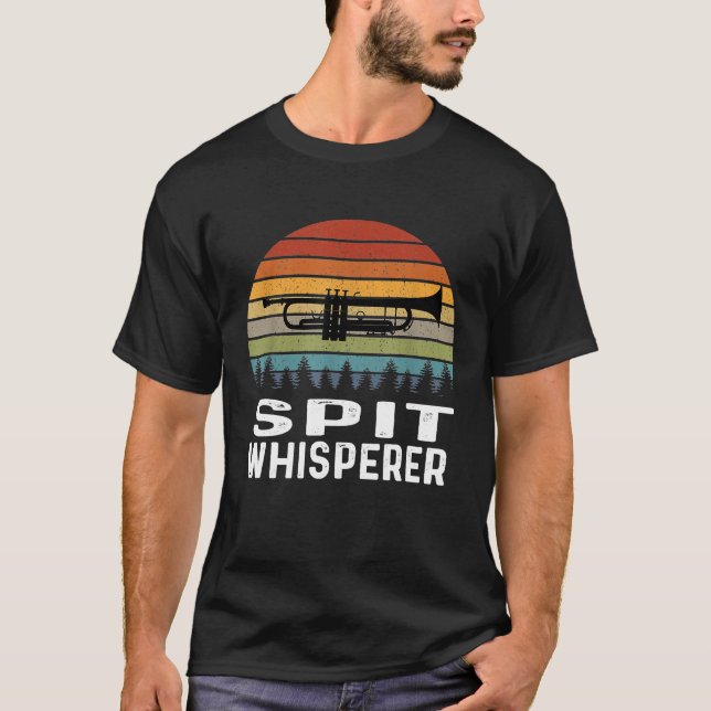Spit Whisperer Retro Trumpet Player T-Shirt (Framsida)