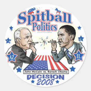 Spitball Politik 2008 Runt Klistermärke