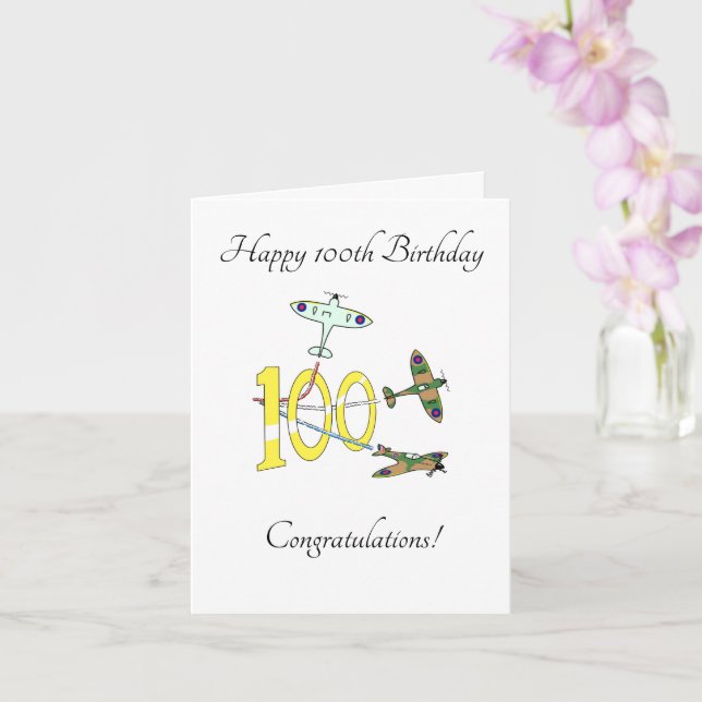 Spitfire 100 Birthday Kort (Orkide)