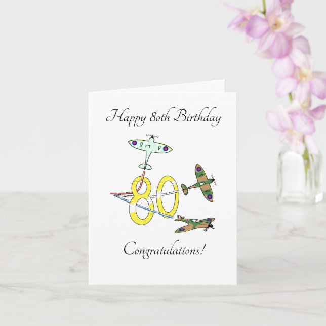 Spitfire 80 Birthday Kort (Orkide)