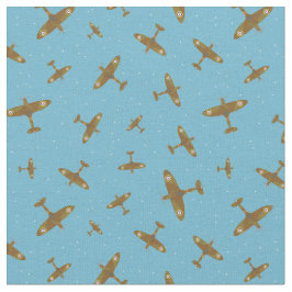 Spitfire Airplan Mönster på Light Blue Tyg