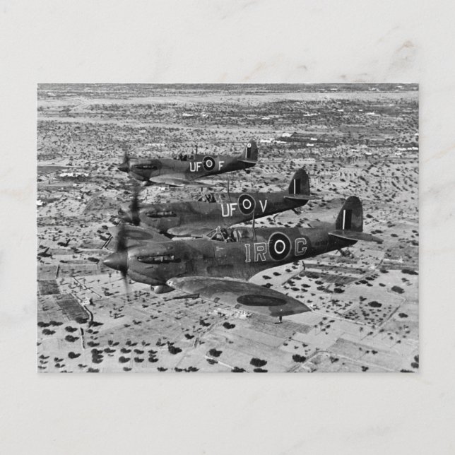 Spitfire-fighterplan över Afrika, 1943 Vykort (Framsida)