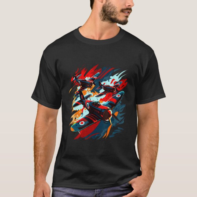 Spitfire-flygplanets pilots Aviator Militär Warbir T Shirt (Framsida)
