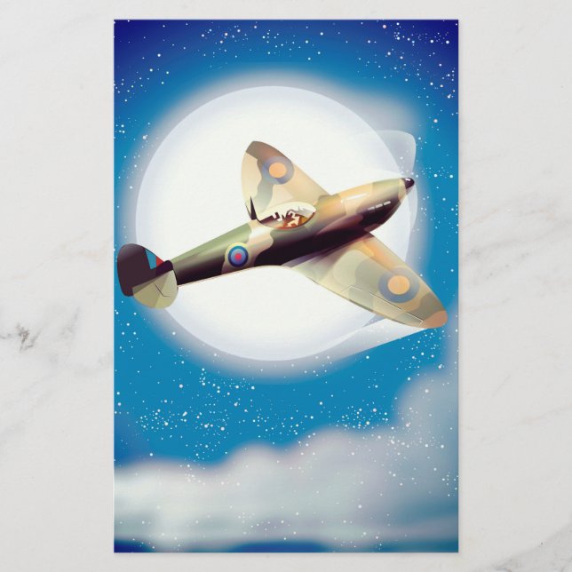 Spitfire flygplans resepostertryck brevpapper (Framsida)